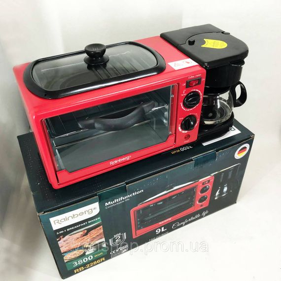 Печь-плита электрическая Rainberg RB-2286R 3800 Вт, Печь-духовка для готовки, Настольные мини-печи QK-42 | Зображення 1