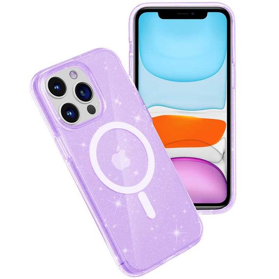 Чохол TPU Galaxy Sparkle (MagFit) для Apple iPhone 12 Pro Max (6.7") Purple+Glitter | Зображення 2