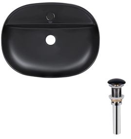 Комплект Qtap Scorpio: Раковина накладна овальна 500x380x120 мм Matt Black + Донний клапан PU03 (QT142202MBMBN47312)