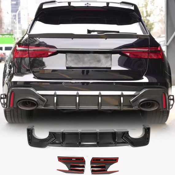 Задній дифузор бампера (для RS6, Карбон) для Ауди A6 C8 2018- рр