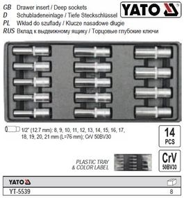 Набор головок YATO Польща 1/2" вкладыш инструментального шкафа 14 штук YT-5539