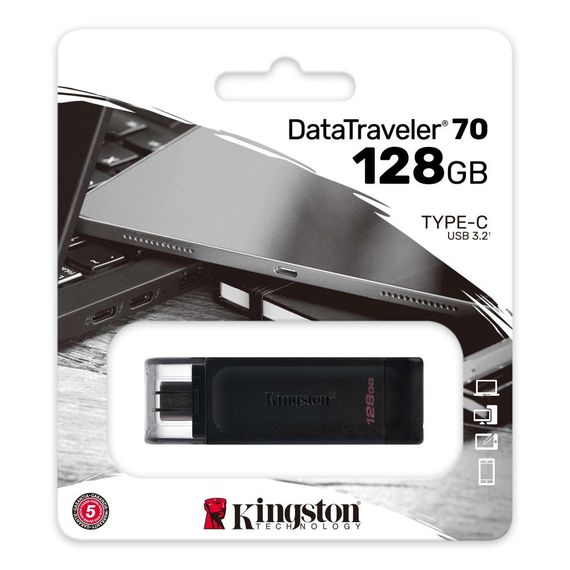 USB флеш накопичувач Kingston 128GB DataTraveler 70 USB 3.2 / Type-C (DT70/128GB) | Зображення 2