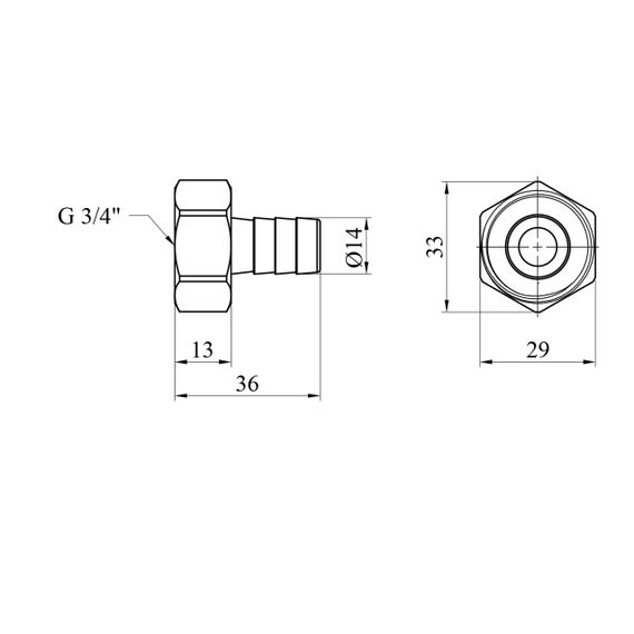 Штуцер LexLine 3/4" РВ, D=14 мм латунный УК0003-2 | Зображення 1