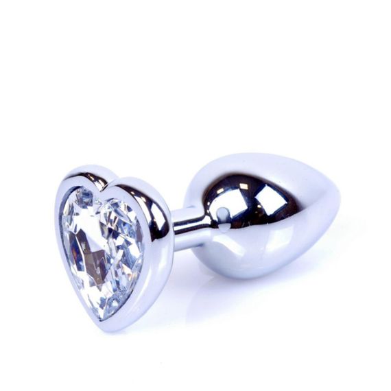 Анальна пробка - Jewellery Silver Heart Plug Clear | Зображення 1