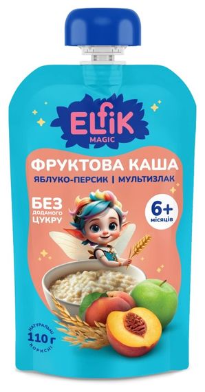 Фруктова каша яблуко-персик Elfik Magic 110 г х 18 шт