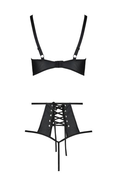 Комплект білизни Passion TASMINA SET S/M black, ліф, високі трусики з корсетом ззаду | Зображення 3