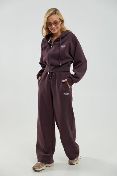 Утеплений cпортивний костюм із прямими штанами та зіп-худі - баклажан цвет, ONE SIZE (є розміри) | Зображення 4