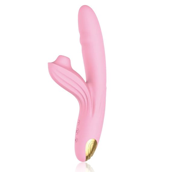 Вібратор-кролик BeYourLover Anita з вакуумом, фрикціями і підігрівом, рожевий, 22,2 × 8 см Sex Aura