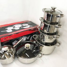 Набір каструль хорошої якості UNIQUE, Каструлі з нержавіючої сталі, Каструлі з кришками BU-49