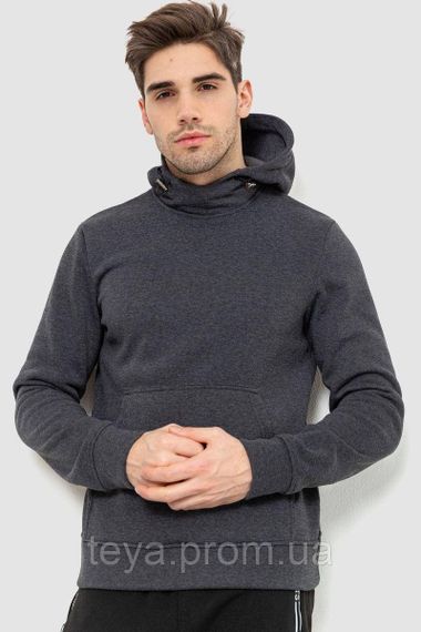 Худі чоловіче на флісі з капюшоном, колір темно-сірий, розмір XXL FA_008409