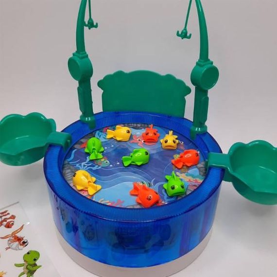 Гра дитяча Рибалка магнітна зі звуком та підсвічуванням Rotating Fishing Plate Блакитна