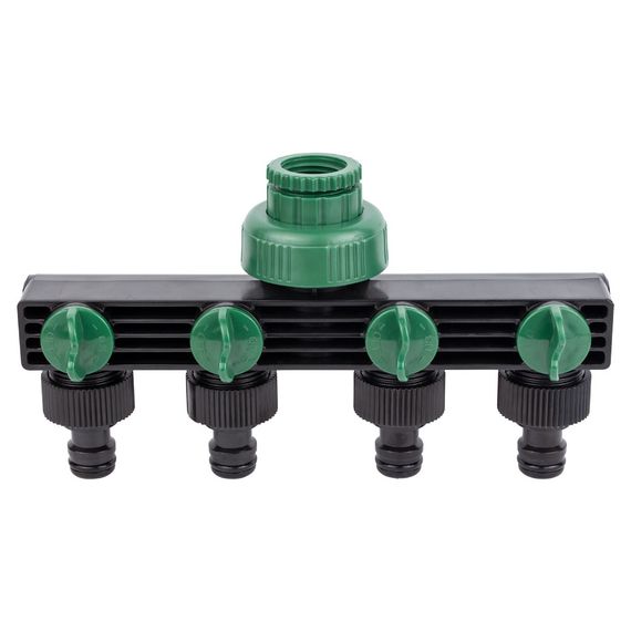 Кран розподільний з адаптерами Grad 1/2" 4-е виходи в/р 1/2"×3/4" (ABS) (5016905)
