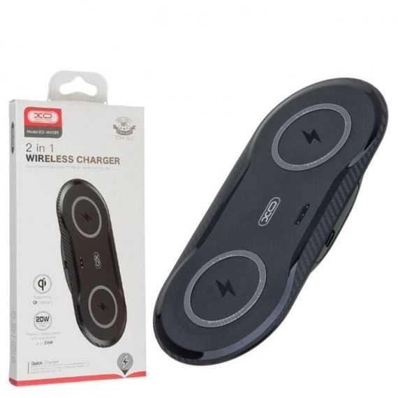 Беспроводное зарядное устройство XPRO XO WX025 20W 2 in 1 для Apple iPhone Black (ЦУ-00034038_548)