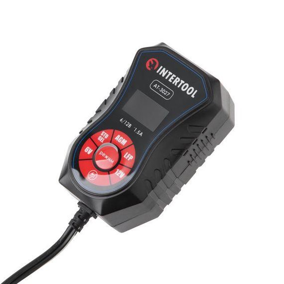 Зарядний пристрій 6/12 В, 1,5 А, 1,2-40 Аг, зимовий режим зарядки, дисплей, з мікропроцесором INTERTOOL | Зображення 2