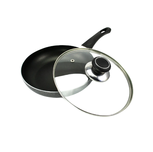 Сковорідка d24см скляна кришка а/п Non Stick чорна PN-24B Interos