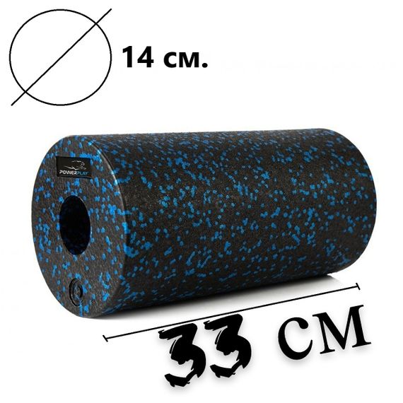 Массажный ролик (роллер) гладкий Паверплей PP-4347 EPP Foam Roller Черно/Синий (33x14см.) | Зображення 8
