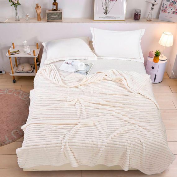 Плед флісовий в смужку(3 см) айворі Love You 200 x 220 см | Зображення 7