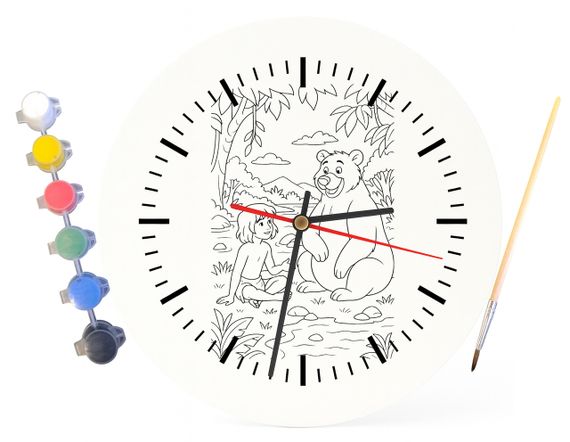 Дитячий набір для творчості годинник-розмальовка Мауглі (за мотивами Книги джунглів Редьярда Кіплінга) 30 см (Г0020) | Зображення 3