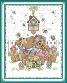 Набір для вишивання за нанесеною на канву схемою "Naughty bearrs' heaven".  AIDA 14CT printed , 41*51 см