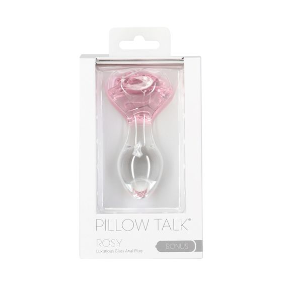 Скляна анальна пробка Pillow Talk Rosy Luxurious Glass Anal Plug, ⌀3,3 см, віброкуля в подарунок | Зображення 4