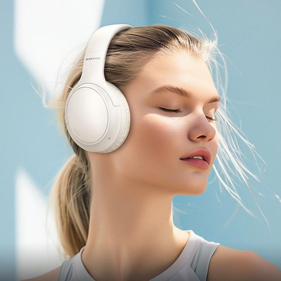 Накладные беспроводные наушники Borofone BO29 Fascinador Milky White | Зображення 4
