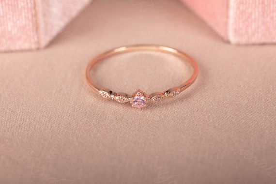 Кольцо из красного золота с розовым фианитом 19 | Зображення 3