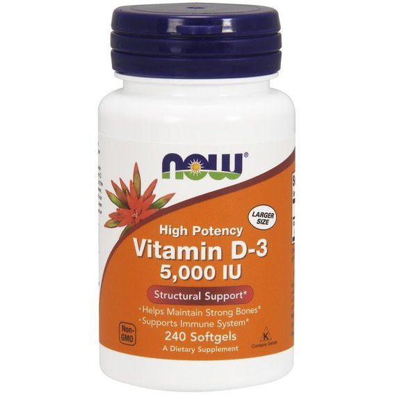 Вітамін D NOW Foods Vitamin D-3 5000 IU 240 Softgels