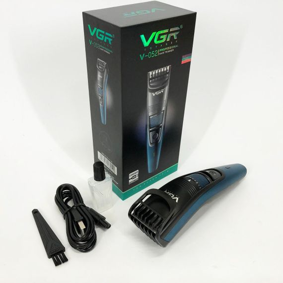 Машинка триммер для стрижки волосся та бороди акумуляторна VGR V-052 з насадками, Професійна | Зображення 2