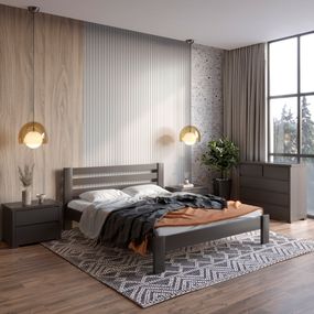 Односпальне дерев'яне ліжко Mebigrand Колумбія Графітовий (RAL9011) 70х190 см (MBG-14583)