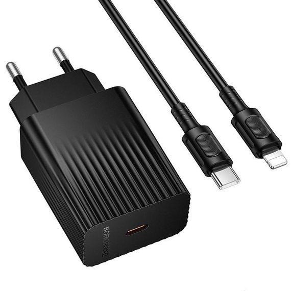 СЗУ Borofone BAS73A Source PD20W (1USB-C) + кабель Type-C to Lightning Black | Зображення 1