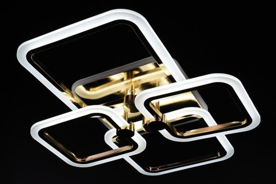 Люстра світлодіодна стельова LED світильник для квартири на стелю лед з пультом 26945 Золото 11х48х60 см. | Зображення 1