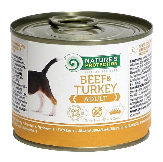 Корм Nature's Protection Adult Beef & Turkey вологий з яловичиною та індичкою для дорослих собак всіх порід 200 гр