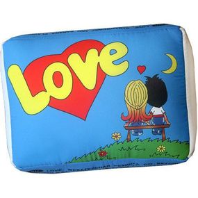 Подушка в форме жвачки "Love is" (синяя)