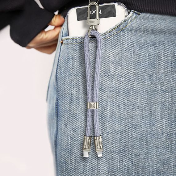 Дата кабель-шнурок Hoco GH5 Elegant Type-C to Lightning (0.21m) Denim Blue | Зображення 4
