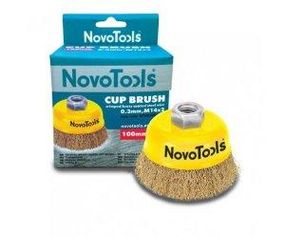 Щітка торцева d100мм гофрована латунь NovoTools NovoAbrasive
