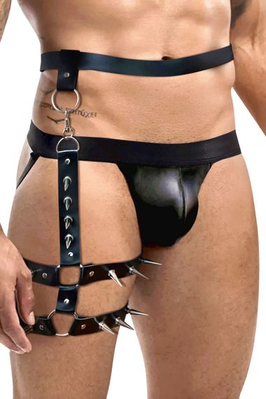 Чоловічі шкіряні гартери Art of Sex Serge L/XL/2XL Чорний