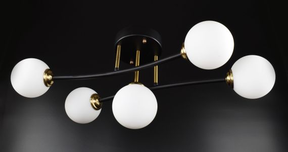 Люстра стельова на 5 лампочок 26519 Чорний 35х30х60 см. | Зображення 3