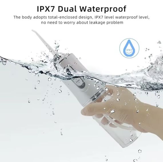 Портативний іригатор для ротової порожнини 220 мл з 4 насадками — 3 режими, IPX7 | Зображення 3