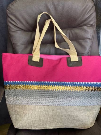 Женская большая пляжная сумка одно отделение на молнии AV306 размер 50/38, розовая | Зображення 1