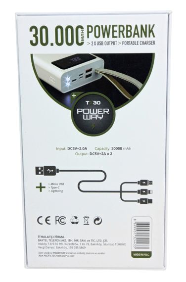 Power Bank 30000 mAh 2А реальна ємність Tx30 зарядка зовнішній акумулятор павербанк сертифікований | Зображення 6