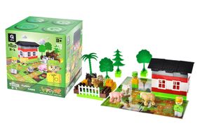 Конструктор блочний QB300-005 "Block&Steps: Весела Ферма" + ходилка і меморі гра 3в1, 79дет. qbee
