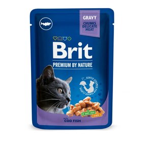 Вологий корм пауч Brit Premium Cat Cod Fish pouch для дорослих котів, тріска 100 г