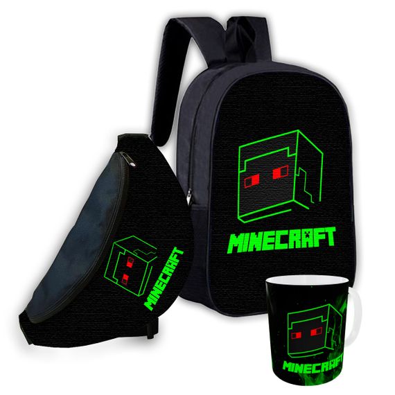 Набор детский Майнкрафт Крипер"Minecraft" рюкзак 36х27см сумка-бананка,кружка с принтом для мальчика (01558)