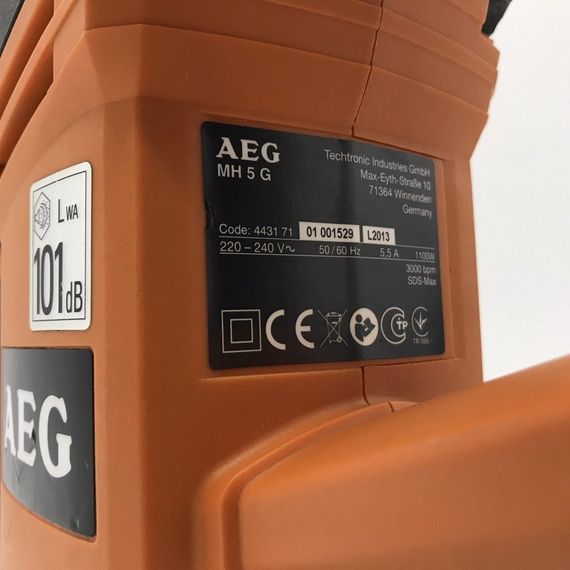 Молоток отбойный сетевой AEG MH5G (7.5 Дж, 0-3000 мин-1, 1100 Вт, SDS-MAX, 5.9 кг) | Зображення 4