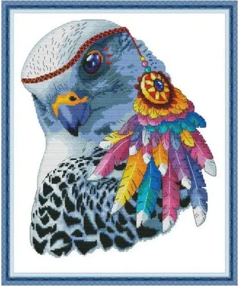 Набор для вышивания по нанесённой на канву схеме "Rainbow eagle ". AIDA 14CT printed , 34*40 см