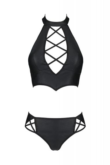 Комплект білизни із вставками зі стреп-стрічки NANCY BIKINI black S/M - Passion Sex Aura | Зображення 2