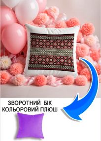 Подушка плюшева Мерч Крафт Дизайн з принтом орнамент 02 бузковий плюш квадратна 33х33 см