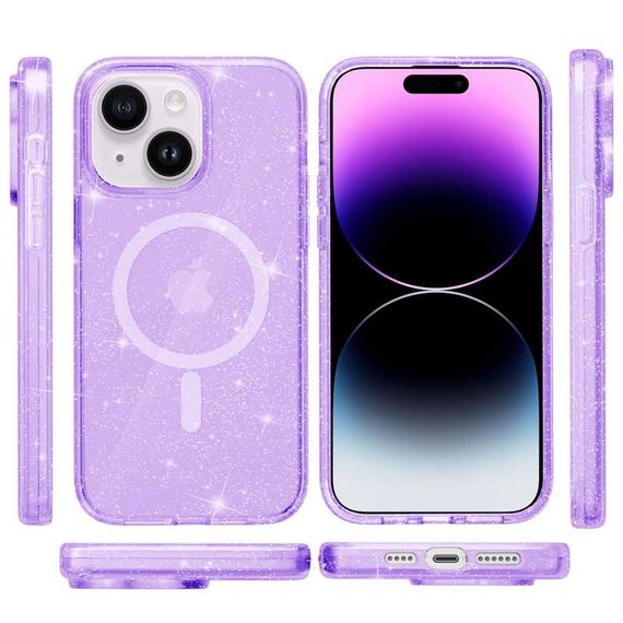 Чехол TPU Galaxy Sparkle (MagFit) для Apple iPhone 15 Plus (6.7") Purple+Glitter | Зображення 1