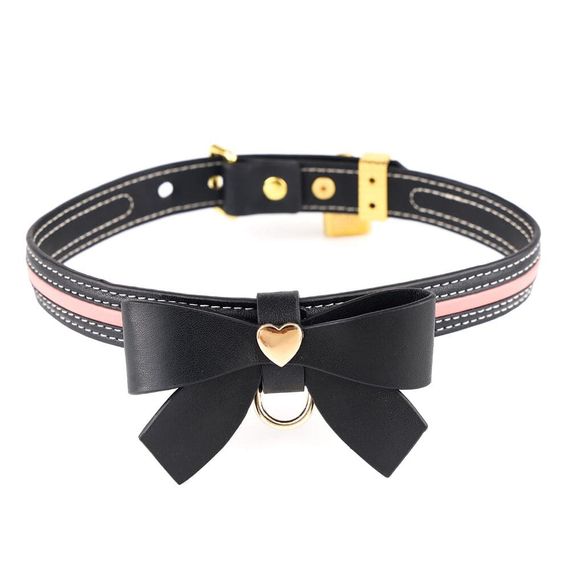 Нашийник з повідцем LOCKINK SEVANDA Love Heart Butterfly Leather Collar Set Чорний One Size | Зображення 1