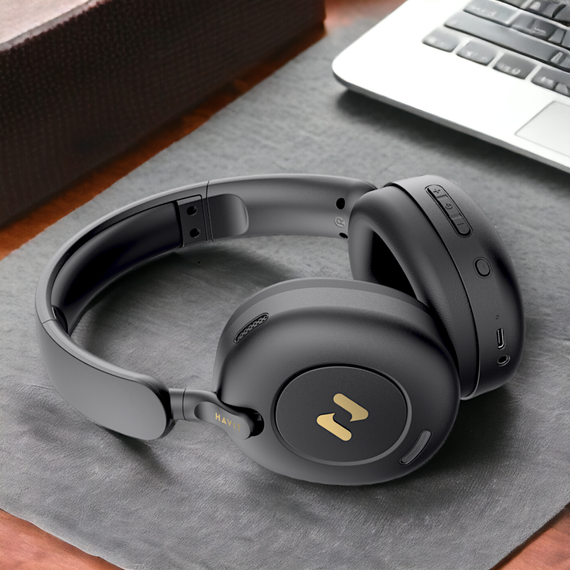 Бездротові навушники з шумопоглинанням HAVIT HV-H655BT PRO ANC  чорні, до 80 год роботи, з чохлом | Зображення 1